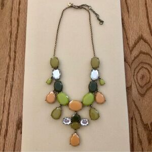 J.Crew | Peach and Green Statement Necklace | 22” Adjustable